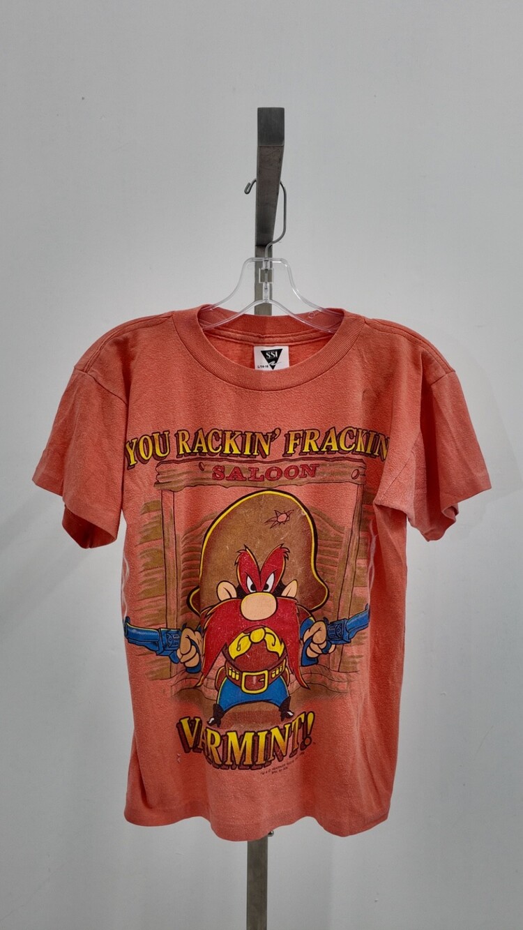 Vintage Yosemite Sam "You Rackin' Frackin'" Graphic T-Shirt – Salmon (L 14-16)